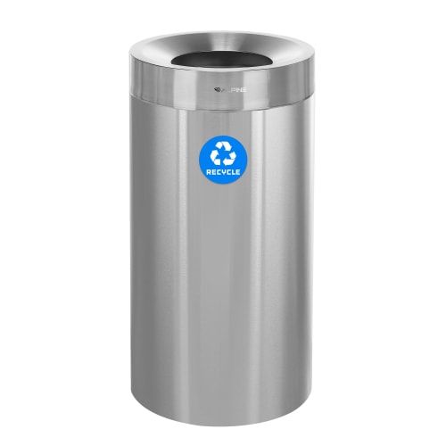 Alpine Industries 27 Gallon Stainless Steel Open Top Tall Recycle Bin Trash Can